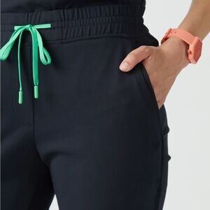 Figs  X2 Navy Joggers with Accents - large petite scrub pants GUC BUNDLE SAVE